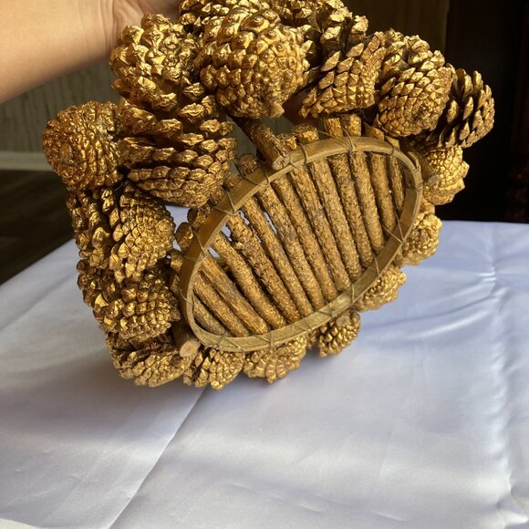 Gold-Colored Pinecone Basket - Picture 6 of 6